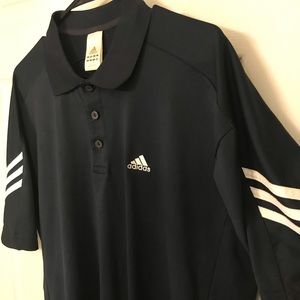 Adidas Short Sleeve Polo - Navy with white stripes - Mens size L
